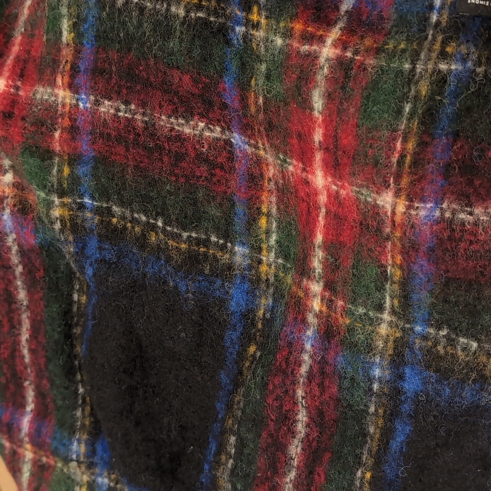 EUC OVERSIZED Simons tartan mohair scarf